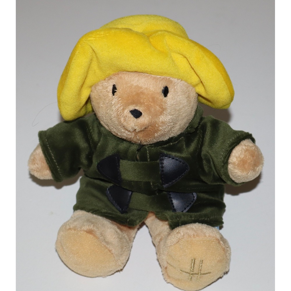 Vintage 2002 Paddington Bear Plush Rainbow Designs Green Jacket Yellow Hat 7 in